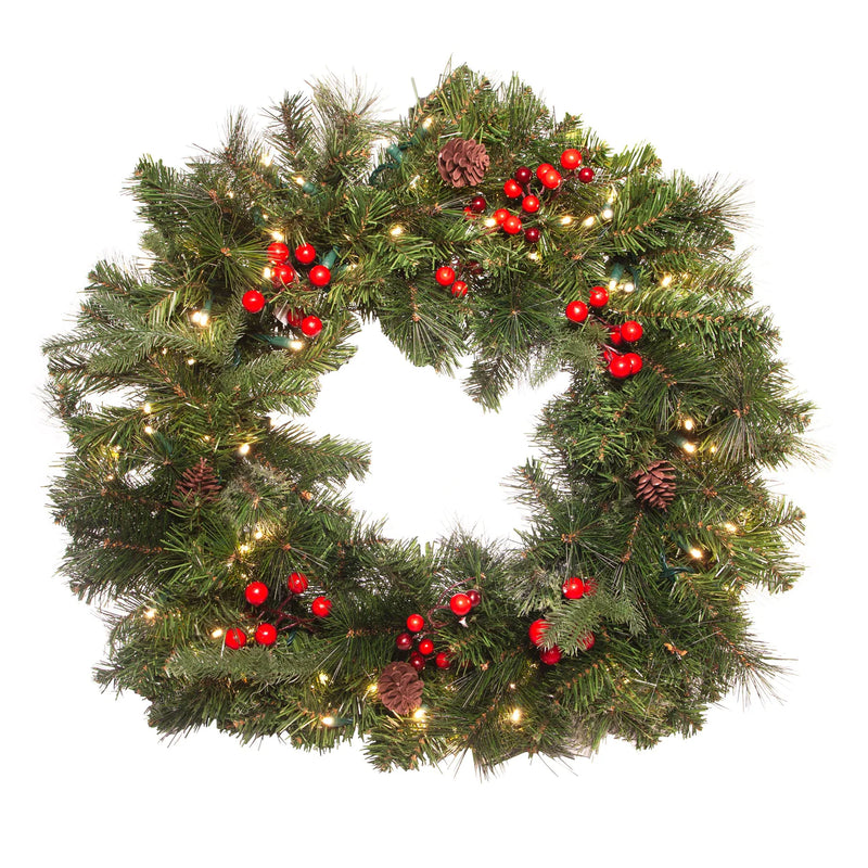 DELUXE LIGHTED WREATH, WARM-WHITE