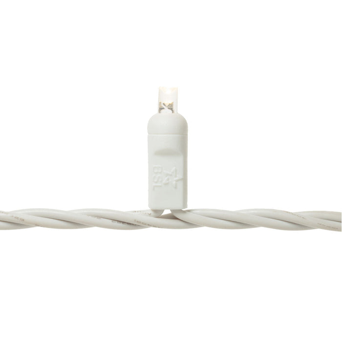 MINI-LIGHTS (5MM), 50 LED, WHITE WIRE, STEADY, WARM WHITE